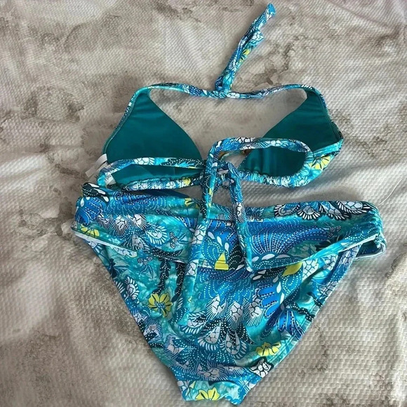 Bleu Rod Beattie Talk Sliding Triangle Bikini Top Sarong Hipster Bottom Size 14 - Picture 9 of 10